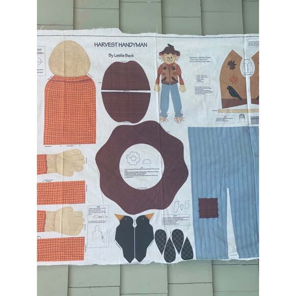 Scarecrow "Harvest Handyman" Fabric Panel by Leslie Beck Cut & Sew Crafts Vtg - Picture 2 of 7